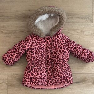 Jumping Beans Pink Leopard Print Hooded Jacket size 18 months